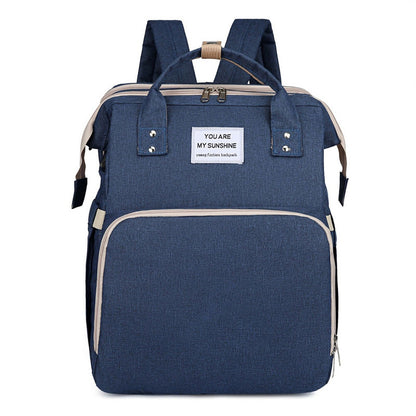 Multifunctional Mommy Backpack with Baby Crib Large Capacity Waterproof Diaper Bag