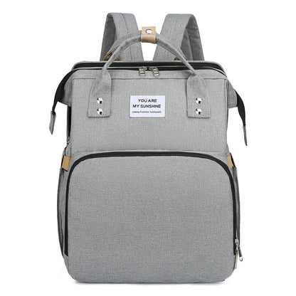 Multifunctional Mommy Backpack with Baby Crib Large Capacity Waterproof Diaper Bag