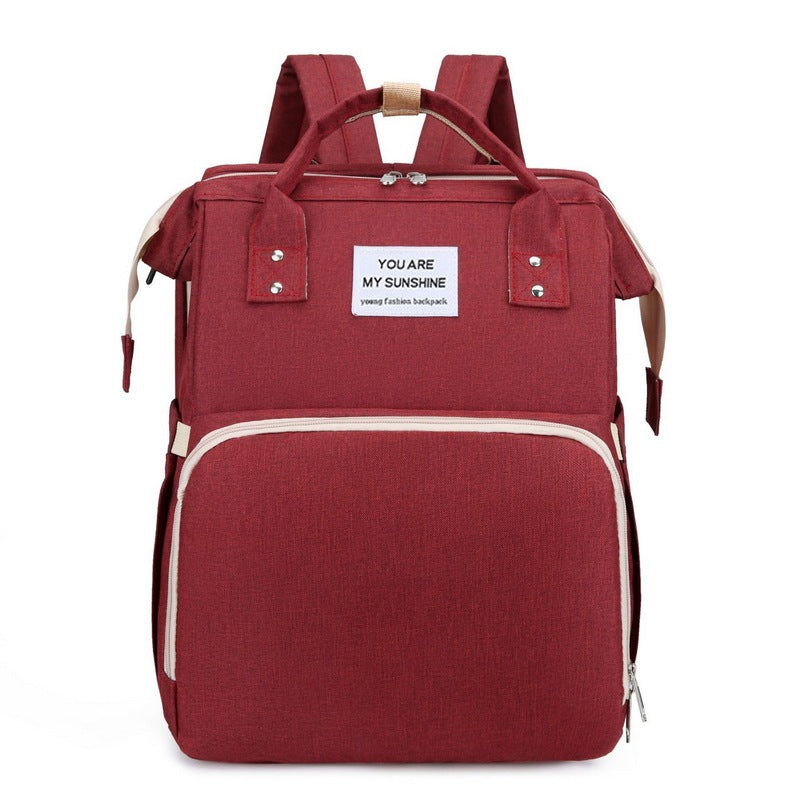 Multifunctional Mommy Backpack with Baby Crib Large Capacity Waterproof Diaper Bag