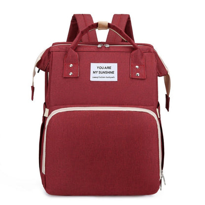 Multifunctional Mommy Backpack with Baby Crib Large Capacity Waterproof Diaper Bag