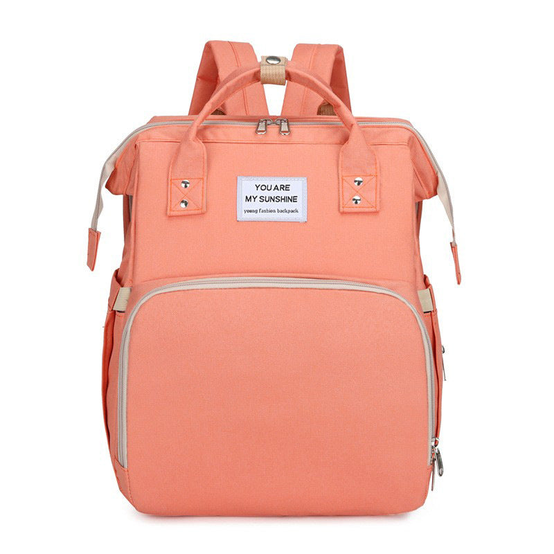 Multifunctional Mommy Backpack with Baby Crib Large Capacity Waterproof Diaper Bag