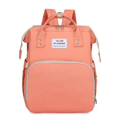 Multifunctional Mommy Backpack with Baby Crib Large Capacity Waterproof Diaper Bag