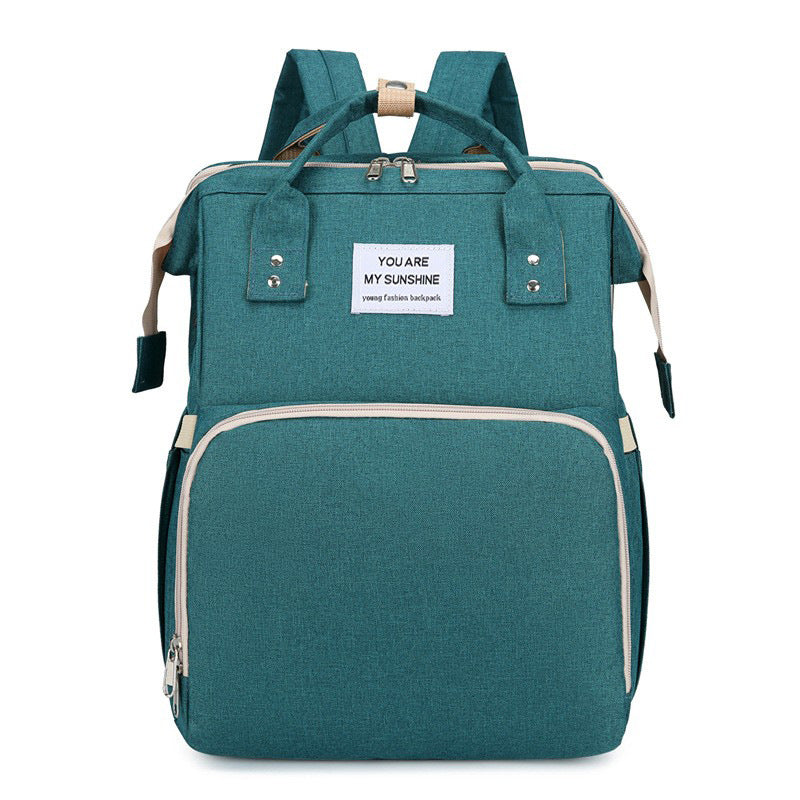 Multifunctional Mommy Backpack with Baby Crib Large Capacity Waterproof Diaper Bag