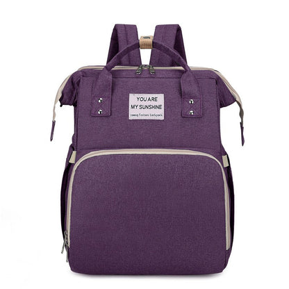 Multifunctional Mommy Backpack with Baby Crib Large Capacity Waterproof Diaper Bag